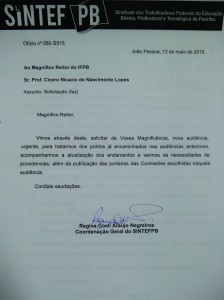 solicitação de audiêcia com o reitor