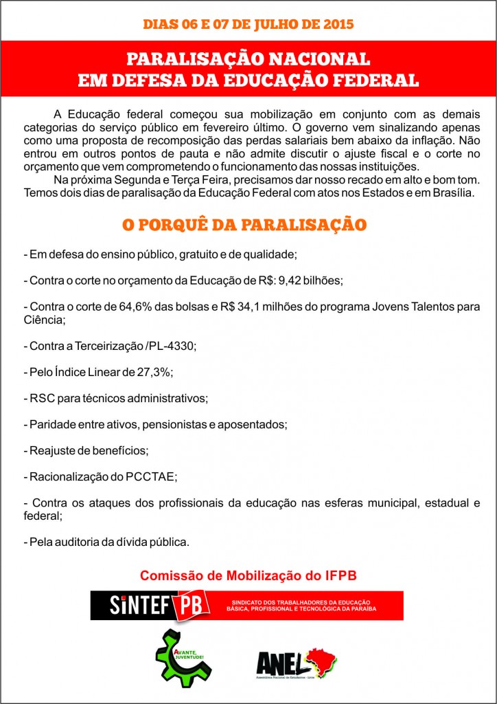 paralisação nacional - divulgação site