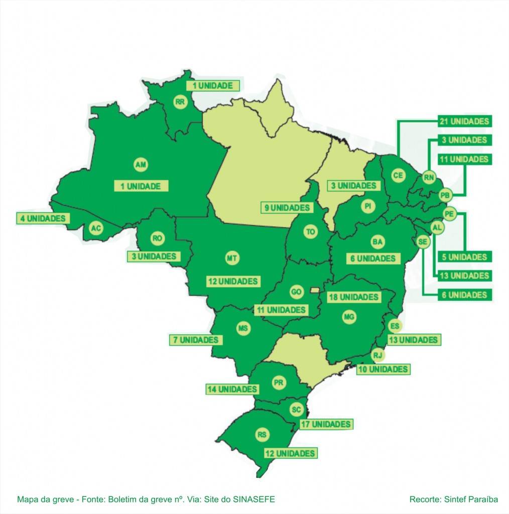mapa da greve atualizado recortr