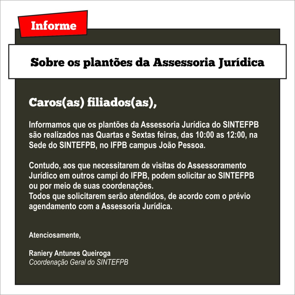 Informe plantões ass jur