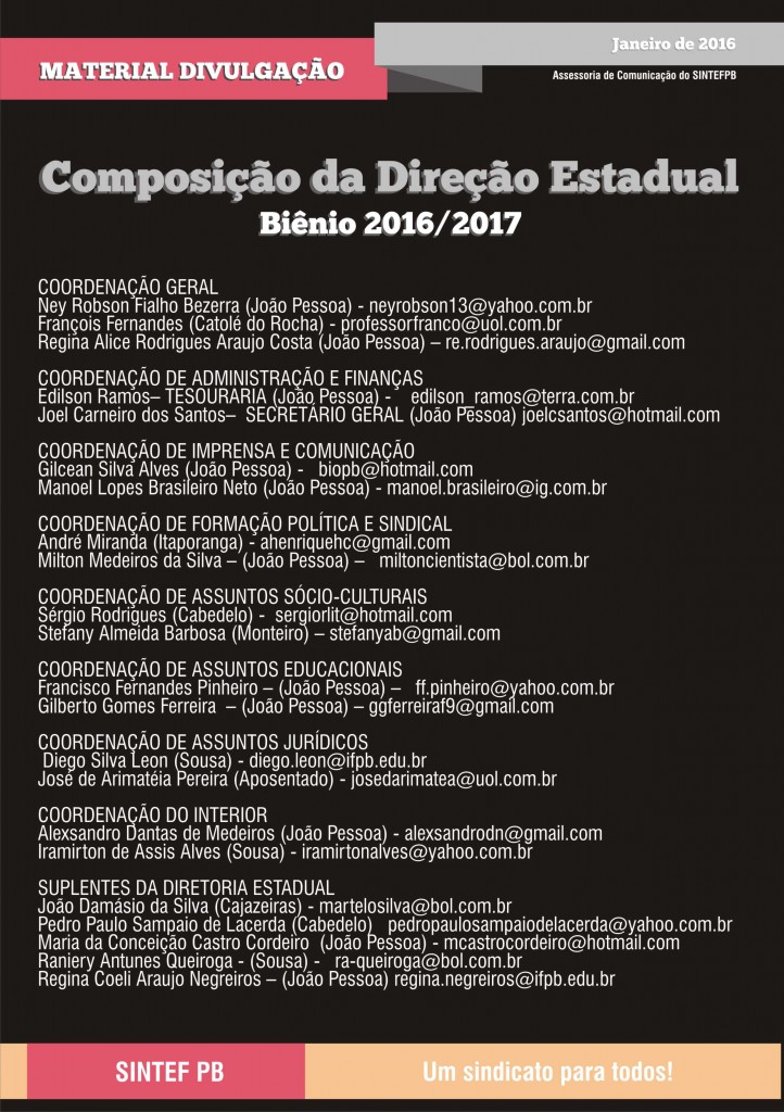 Material divulg. direção e coord. 2016-2017