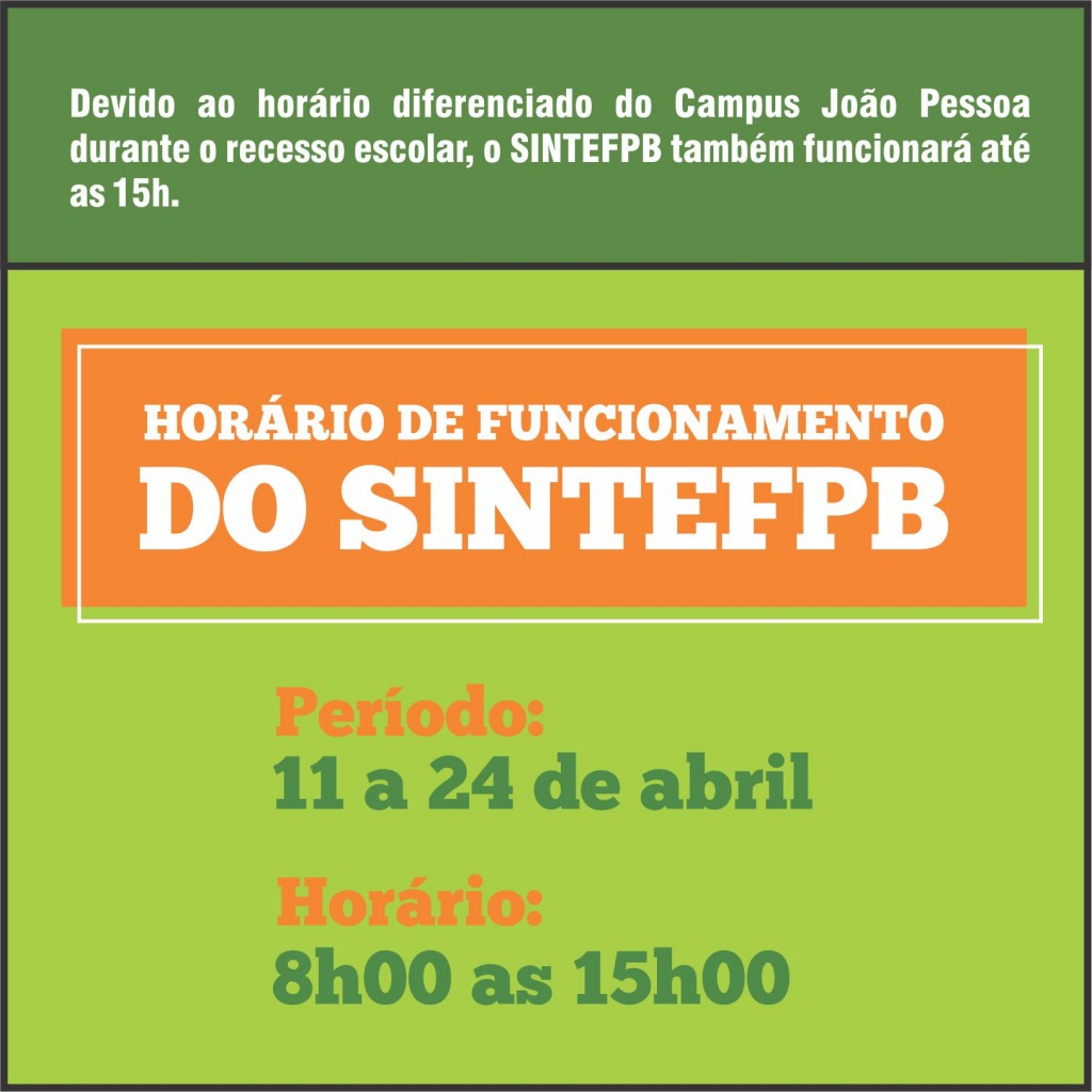 sintef horário abril