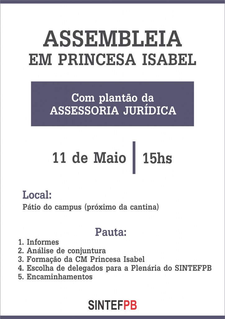 ASSEMBLEIA EM PRINCESA ISABEL - DIA 11 - 15HS