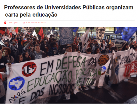 • EDUCAÇÃO • SOCIEDADE | Professores de Universidades Públicas organizam carta pela educação