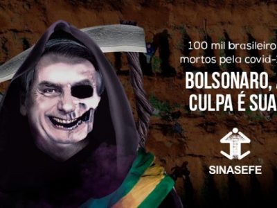 Tragédia: Brasil ultrapassa 100 mil mortes por COVID-19. Bolsonaro, a culpa é sua.