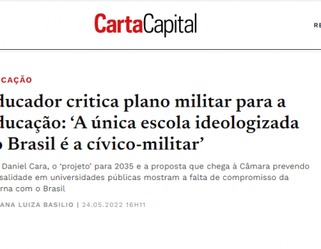 • EDUCAÇÃO • SOCIEDADE  |  Educador critica plano militar para a Educação: ‘A única escola ideologizada no Brasil é a cívico-militar’