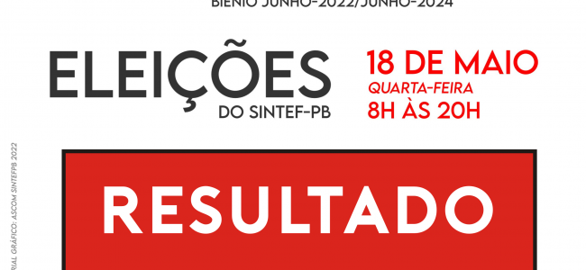 Resultado das Eleições do SINTEFPB – Biênio jun22 – jun24