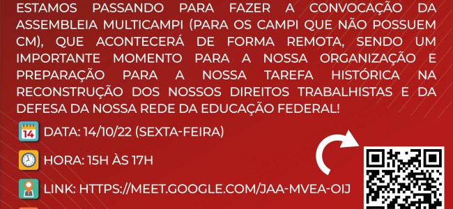 Convocatória Assembleia Remota Multicampi – 14.10.22